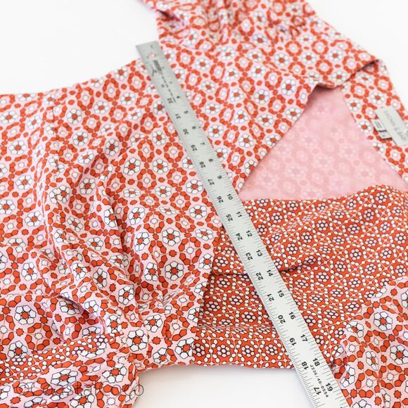 Sachin & Babi Wrap Blouse Top 8 Floral Asymmetric Puff Sleeve Retro Artsy Boho - Picture 11 of 14